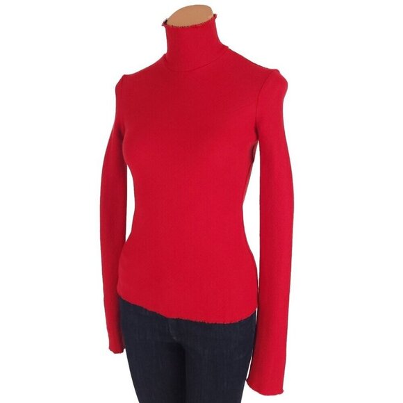 A.W.A.K.E. Sleek Octopus Turtleneck Size 36 US 4 Womens Red Awake $295 - Picture 4 of 14